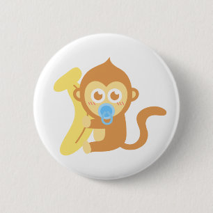 Cute Cartoon Baby Monkey with Banana 6 Cm Round Badge