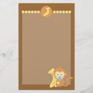 Cute Cartoon Baby Monkey with Banana Stationery