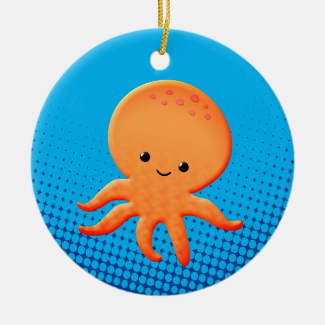Cute Cartoon Baby Octopus Ceramic Tree Decoration (Front)