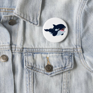 Cute Cartoon Baby Orca Button