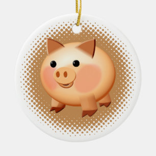 Cute Cartoon Baby Pig Ceramic Tree Decoration