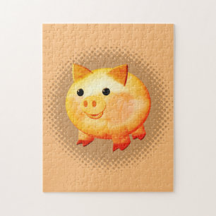 Cute Cartoon Baby Pig Painting Jigsaw Puzzle