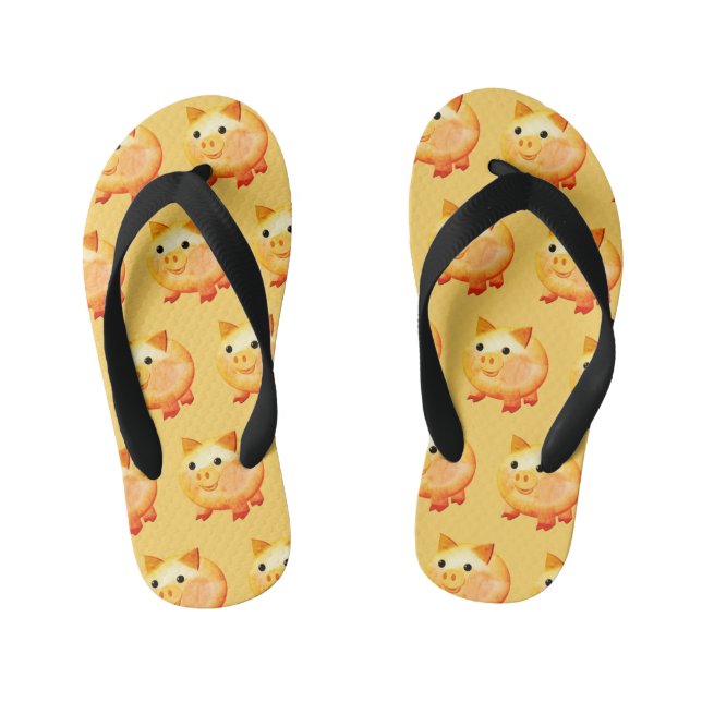 Cute Cartoon Baby Pig Painting Kid's Jandals (Footbed)