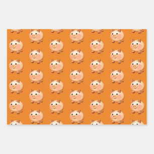 Cute Cartoon Baby Pig Pattern Wrapping Paper Sheet