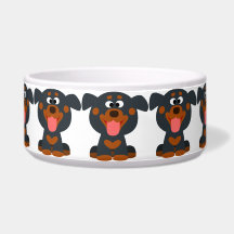 Cute Cartoon Baby Rottweiler Dog Bowl