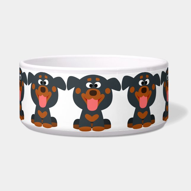 Cute Cartoon Baby Rottweiler Dog Bowl (Front)