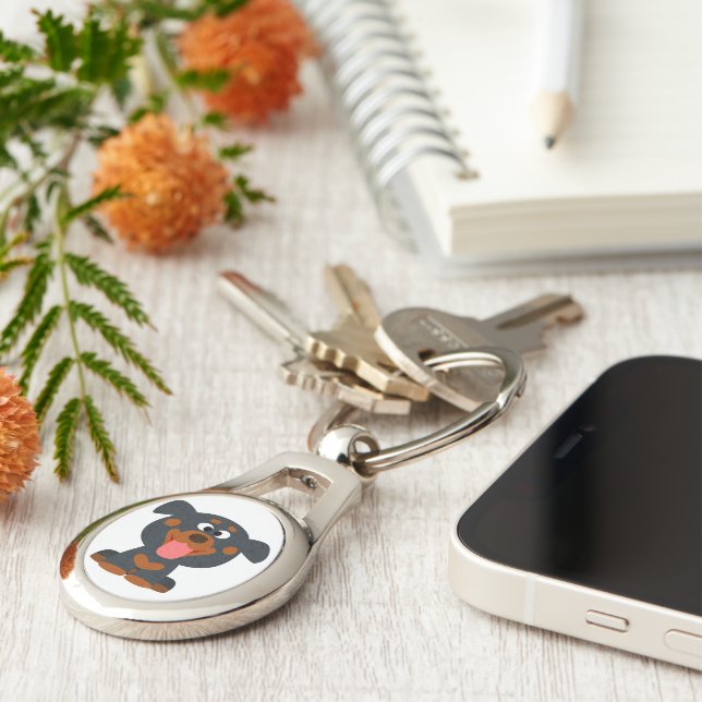Cute Cartoon Baby Rottweiler Keychain (Side)
