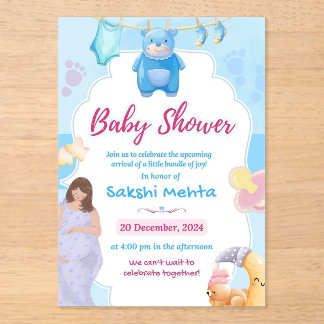 cute cartoon baby shower Acrylic Invitation