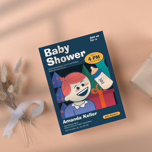 Cute Cartoon Baby Shower Invitation