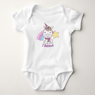 Cute Cartoon Baby Unicorn and Rainbow Bodysuit