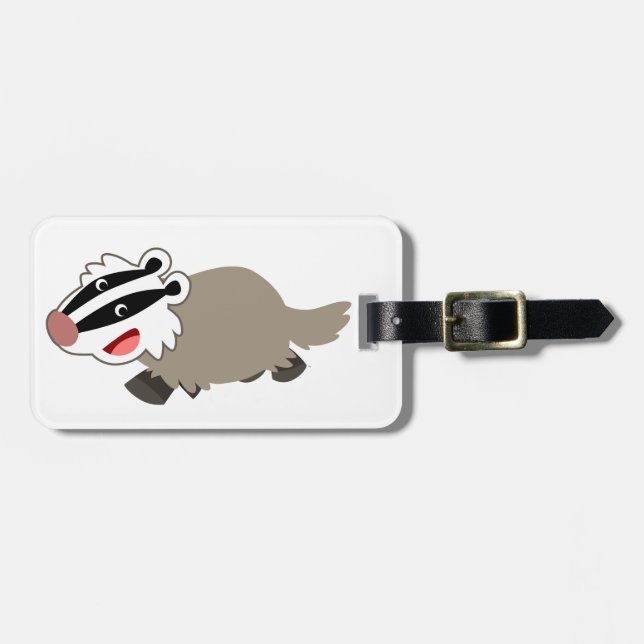 Cute Cartoon Badger Luggage Tag (Front Horizontal)