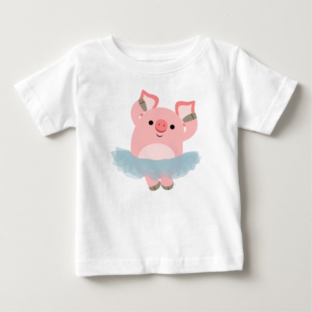 Cute Cartoon Ballerina Pig Baby T-Shirt (Front)