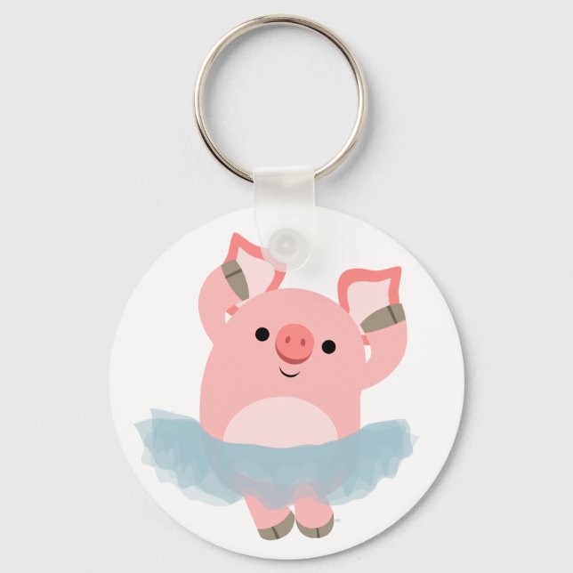 Cute Cartoon Ballerina Pig Keychain (Front)