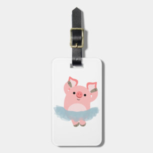 Cute Cartoon Ballerina Pig Luggage Tag