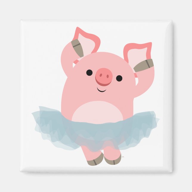 Cute Cartoon Ballerina Pig Magnet (Front)