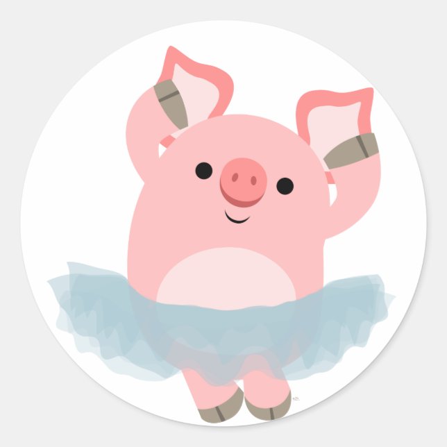 Cute Cartoon Ballerina Pig Sticker (Front)
