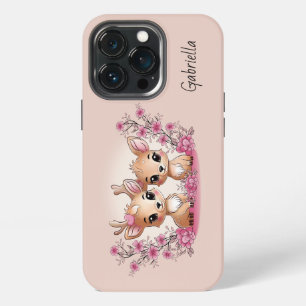 Cute Cartoon Bambi Lovers Heart Valentine’s Day iPhone 13 Pro Case
