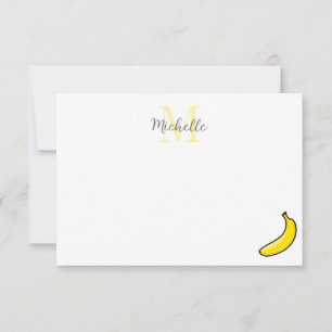 Cute Cartoon Banana Personalized Monogram Card