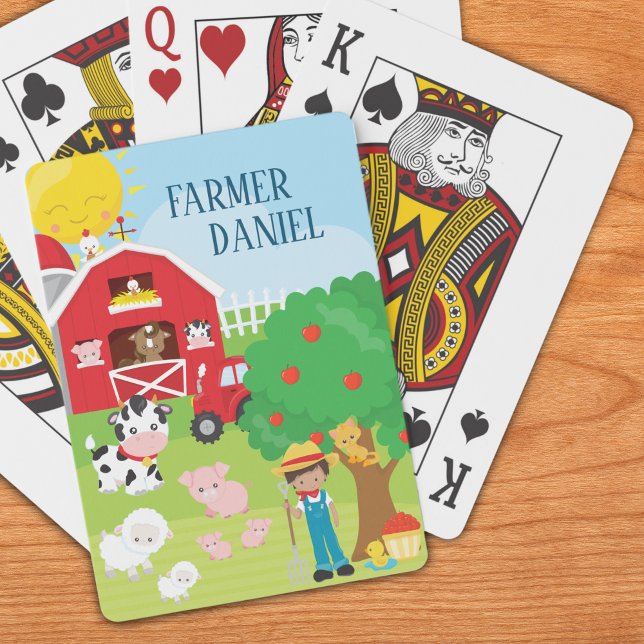Cute Cartoon Barnyard Animals, Farmer, and Tractor Playing Cards (Creator Uploaded)