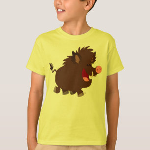 Cute Cartoon Beaming Wild Boar Children T-Shirt
