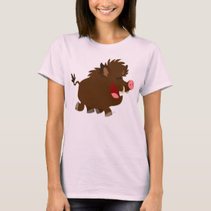 Cute Cartoon Beaming Wild Boar Women T-Shirt