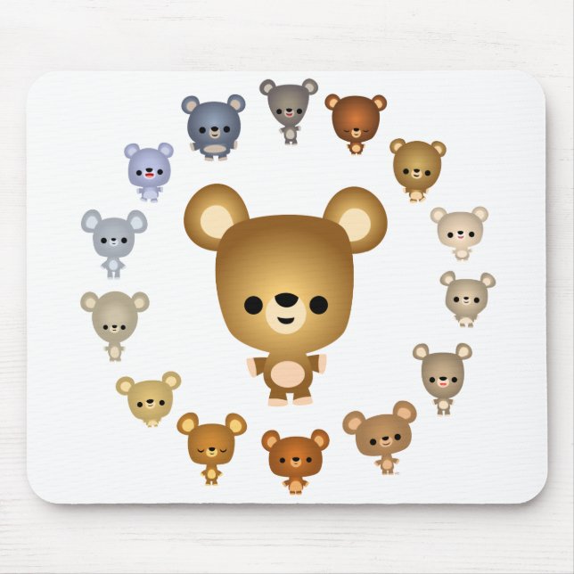 Cute Cartoon Bear Babies Mousepad (Front)