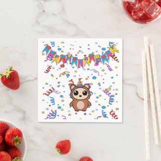 Cute Cartoon Bear Birthday Napkins | Supplies