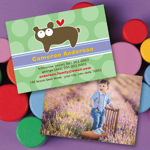 Cute Cartoon Bear Colourful Kid's Photo Profile Calling Card