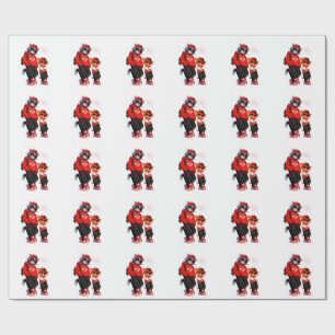 Cute Cartoon Bear Duo Throw Pillow - Red & White G Wrapping Paper