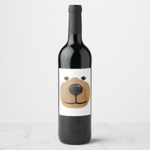 Cute Cartoon Bear Face Head Costume Party Wine Label