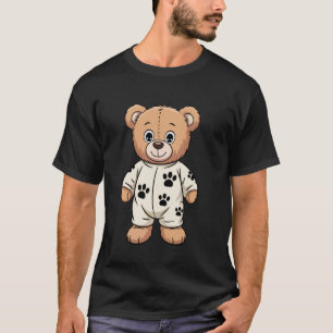 Cute Cartoon Bear in Pyjamas with Paw Prints Teddy T-Shirt