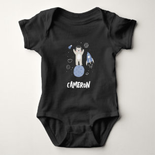Cute Cartoon Bear In Space Baby Bodysuit