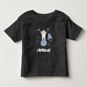 Cute Cartoon Bear In Space Toddler T-Shirt