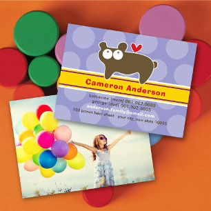 Cute Cartoon Bear Kid Photo Profile Calling Card