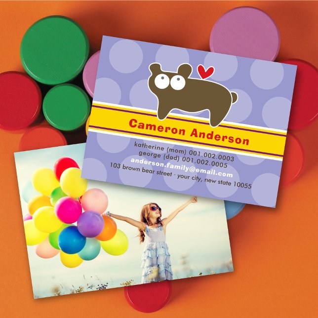 Cute Cartoon Bear Kid Photo Profile Calling Card (Creator Uploaded)