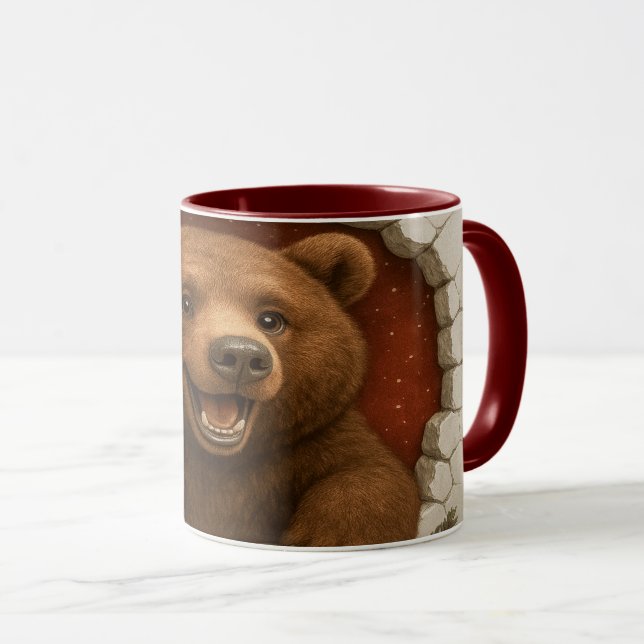 Cute Cartoon Bear Mug Printable | Adorable Animal  (Front Right)