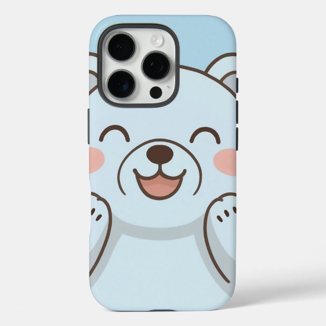 Cute Cartoon Bear Phone Case – Joyful Smiling Bear (Back)