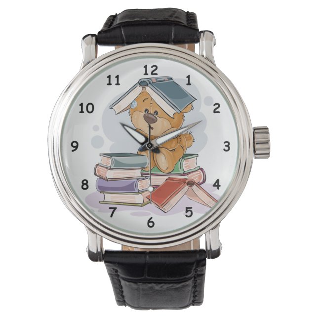 Cute Cartoon Bear Reading Books Watch (Front)