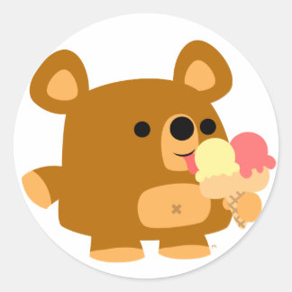 Cute Cartoon Bear with Balls :) round sticker