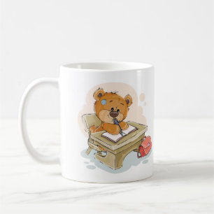 Cute Cartoon Bear Writing a Book Coffee Mug