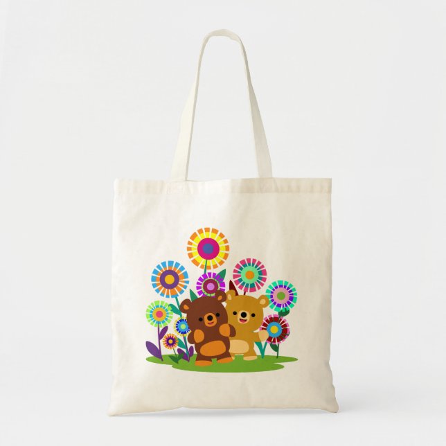 Cute Cartoon Bears' Garden Tote Bag (Front)