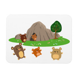 Cute Cartoon Bears in a Cave Flexible Magnet