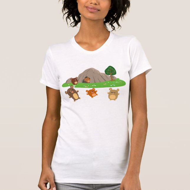 Cute Cartoon Bears in a Cave Women T-Shirt (Front)