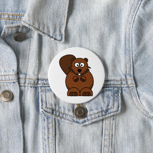 Cute Cartoon Beaver Funny Woodland Animal  7.5 Cm Round Badge