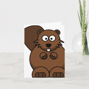 Cute Cartoon Beaver Funny Woodland Animal  Card