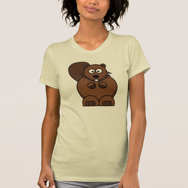 Cute Cartoon Beaver Funny Woodland Animal  T-Shirt (Front)