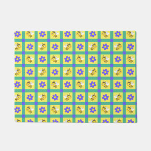 Cute Cartoon Bee and Flower Pattern Doormat