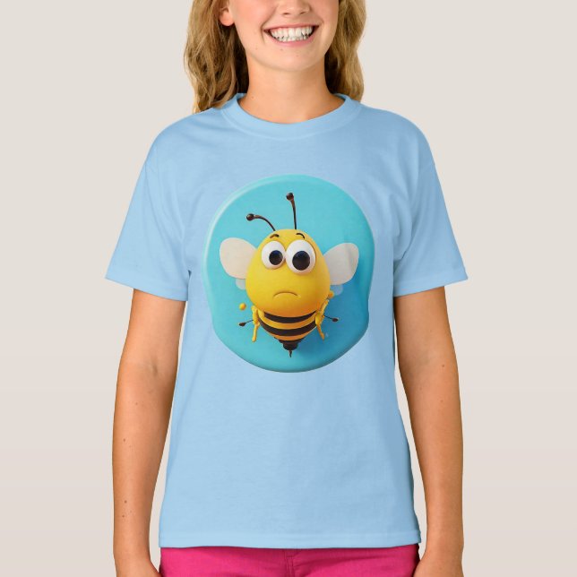 Cute Cartoon Bee Character T-Shirt (Front)