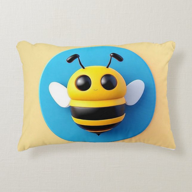 Cute Cartoon Bee Illustration Decorative Cushion (Front)