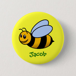 Cute Cartoon Bee Personalised Name Gift 6 Cm Round Badge